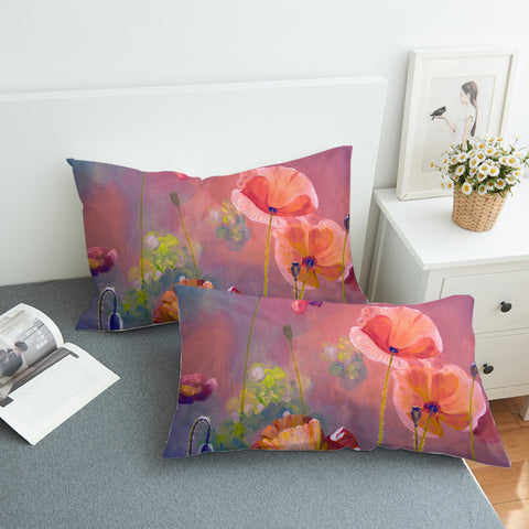 Image of Watercolor Flowers Peach Pink Theme SWZT5241 Pillowcase