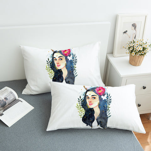 Image of Lady Night Flower Illustration SWZT5247 Pillowcase