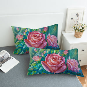 Watercolor Pink Roses Green Theme  SWZT5250 Pillowcase