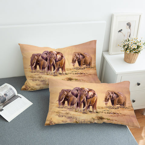 Image of Watercolor Elephants In Desert SWZT5253 Pillowcase