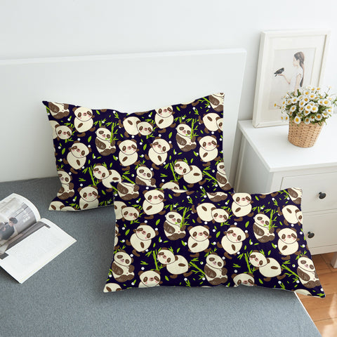 Image of Multi Cute Panda Eating SWZT5260 Pillowcase