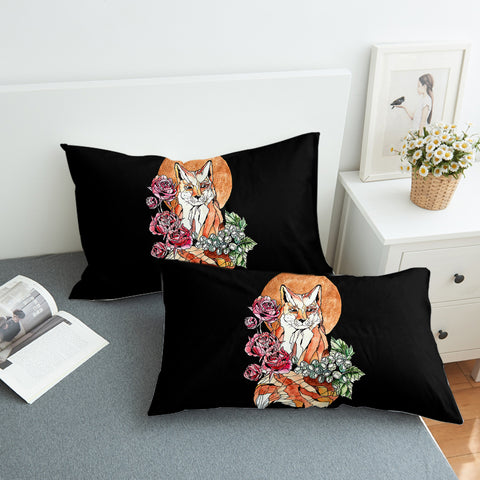 Image of Watercolor Floral Fox Illustration SWZT5266 Pillowcase