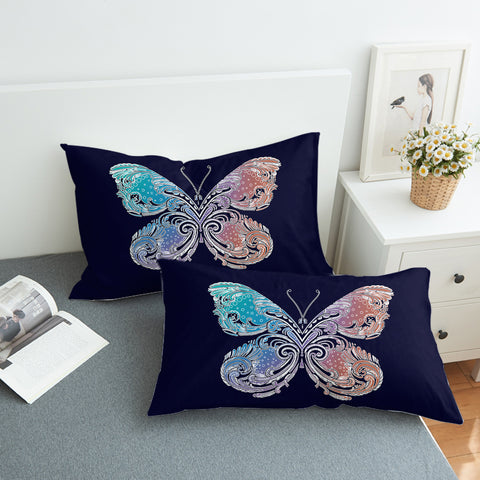 Image of 2-Tone Gradient Blue Red Butterfly Navy Theme SWZT5329 Pillowcase