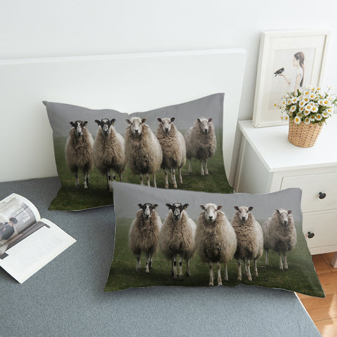 Image of Five Standing Sheeps Dark Theme SWZT5332 Pillowcase