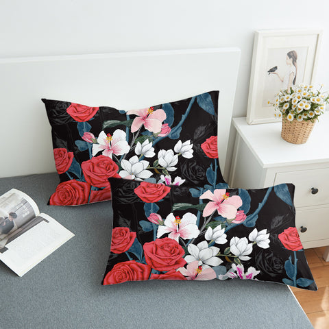 Image of Roses Black Shadow Theme SWZT5336 Pillowcase