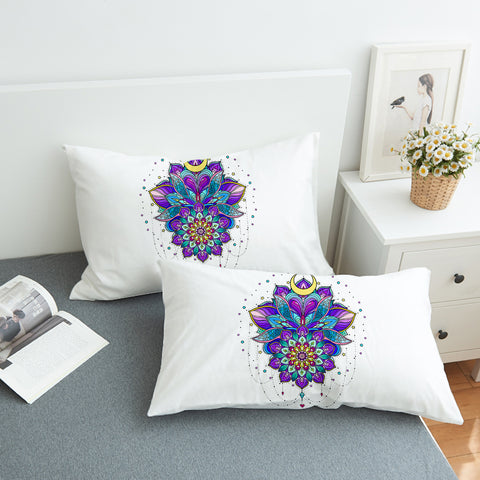 Image of Half Moon Purple Mandala Illustration SWZT5340 Pillowcase