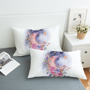 Watercolor Flowers And Moon SWZT5465 Pillowcase