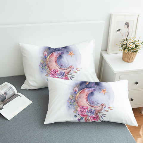 Image of Watercolor Flowers And Moon SWZT5465 Pillowcase