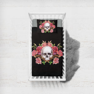 Skull Flower SWCC0288 Crib Bedding, Crib Fitted Sheet, Crib Blanket