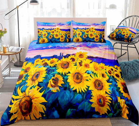 Image of Oil Painting Sunflowers Bedding Set - Beddingify