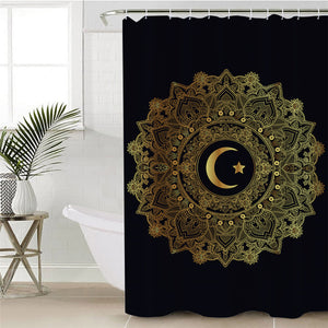Lunarcentric Mandala Themed Shower Curtain