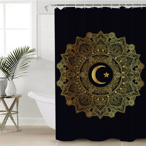 Image of Lunarcentric Mandala Themed Shower Curtain