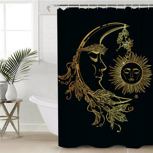 Golden Sun & Moon Shower Curtain