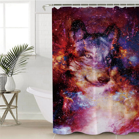 Image of Galaxy Wolf Shower Curtain
