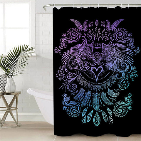 Image of Duel Wolves Black Shower Curtain