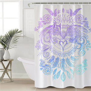 Duel Wolves White Shower Curtain
