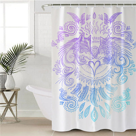 Image of Duel Wolves White Shower Curtain