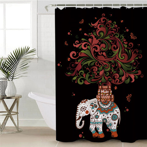 Image of Christmas Tree Elephant Shower Curtain