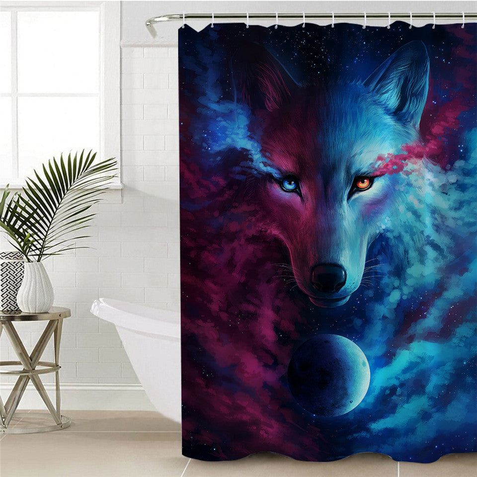 Cosmic Wolf Contrast Shower Curtain
