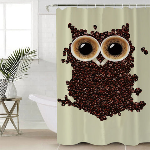 Image of Coffee Bean Owl Shower Curtain