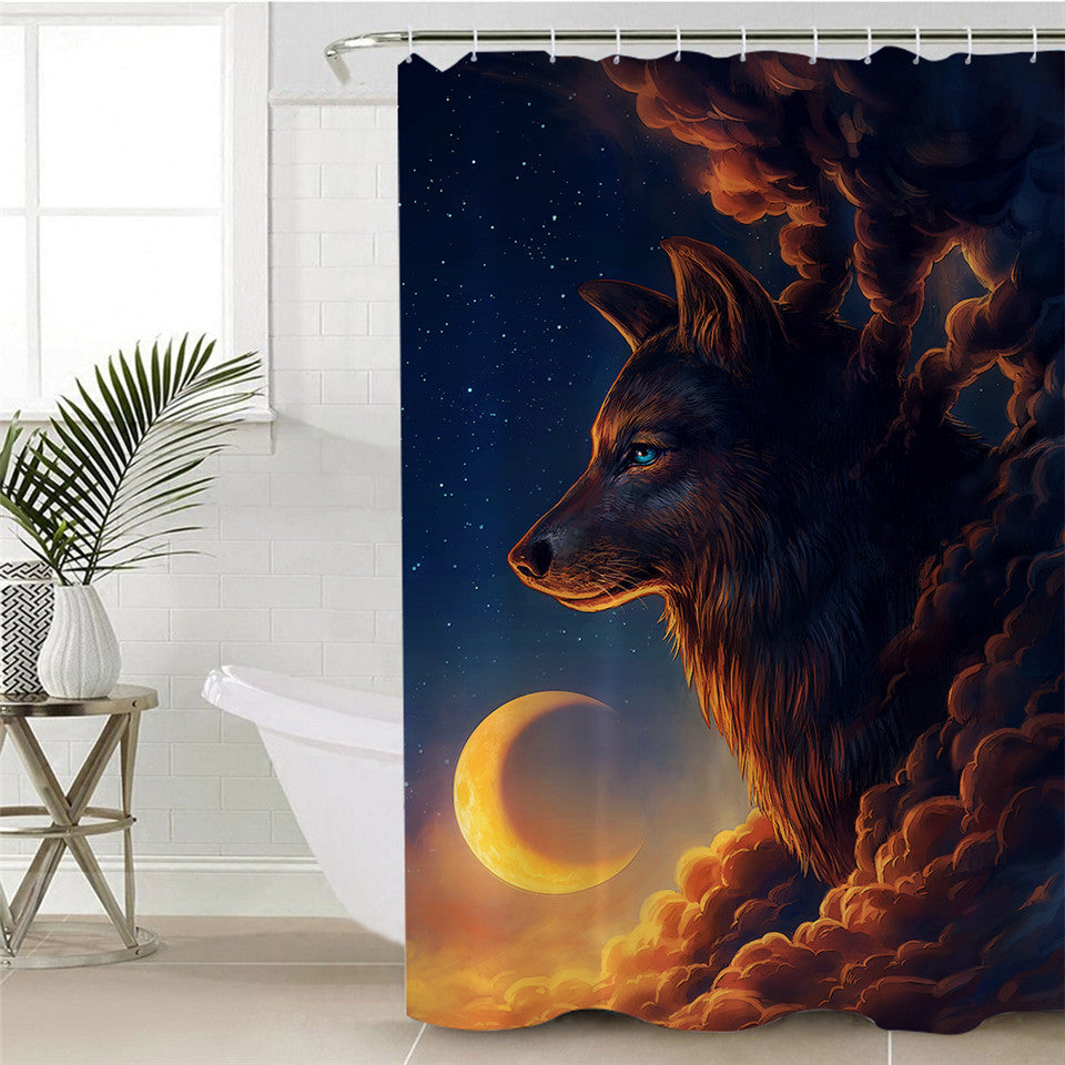 Eclipse Smoky Wolf Shower Curtain