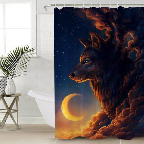 Image of Eclipse Smoky Wolf Shower Curtain