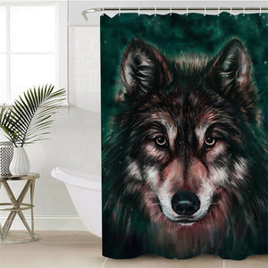 3D Wolf Forest Themed Shower Curtain