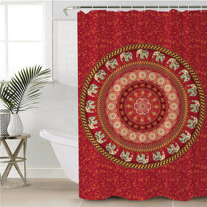 Concentric Mandala Themed Shower Curtain