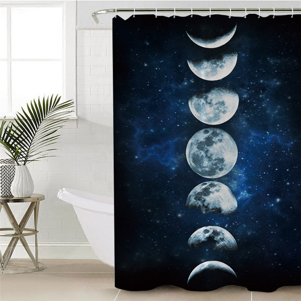Moon Phases Galaxy Shower Curtain