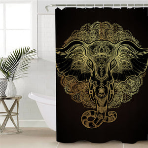 Golden Holly Elephatn Shower Curtain