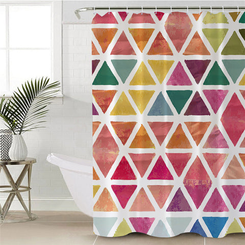 Image of Colorful Triangles Shower Curtain
