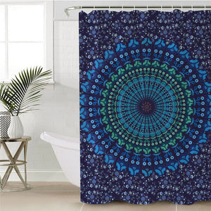 Cool Color Mandala Themed Shower Curtain