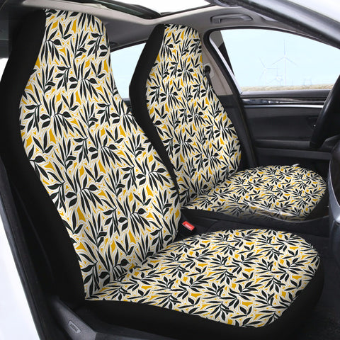 Image of Yellow Black Leaves SWQT2246 Car Seat Covers