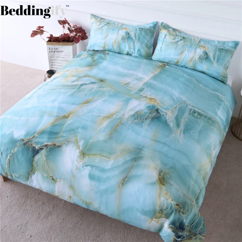 Turquoise Marble Bedding Set - Beddingify