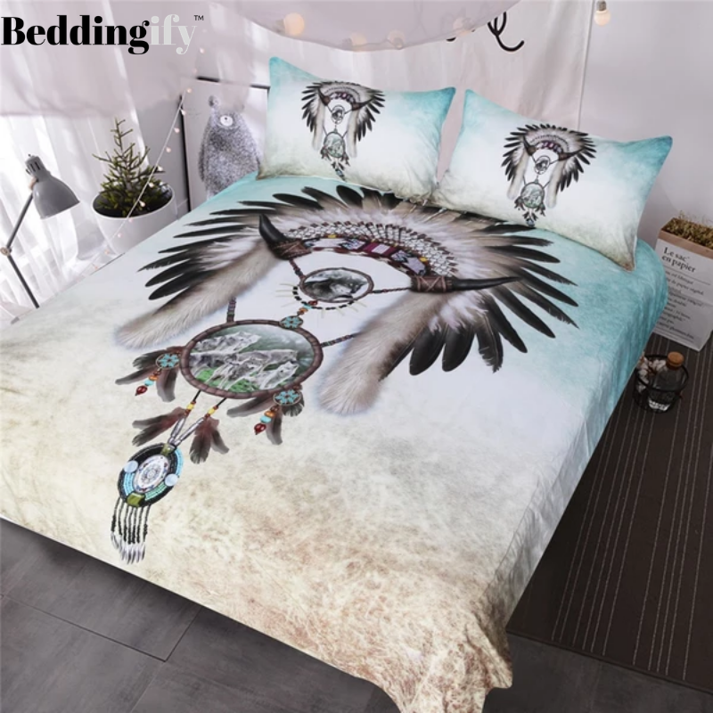 Wolf Dreamcatcher Bedding Set - Beddingify