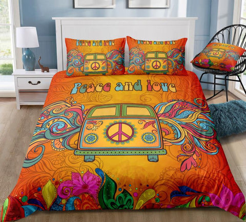Vintage Peace and Love Bus Bedding Set - Beddingify