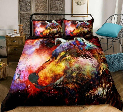 Image of Boho Colorful Wolf Bedding Set - Beddingify