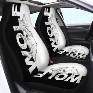 Wolf Black and White SWQT0835 Car Seat Covers