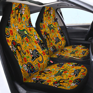 Halloween Yellow Cat SWQT0657 Car Seat Covers