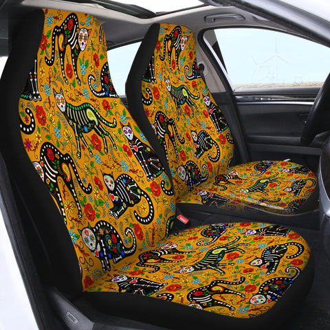 Image of Halloween Yellow Cat SWQT0657 Car Seat Covers