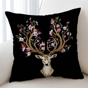 Antlers Of Life Black Cushion Cover - Beddingify