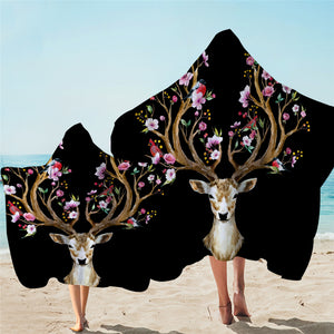 Antler Of Life Black Hooded Towel