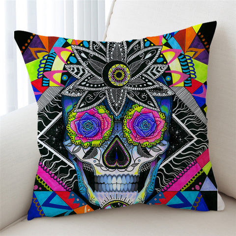 Image of Stylized Skull Disco Cushion Cover - Beddingify