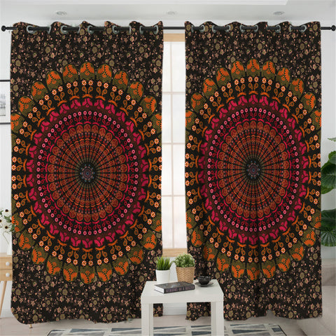 Image of Flowers Mandala 2 Panel Curtains