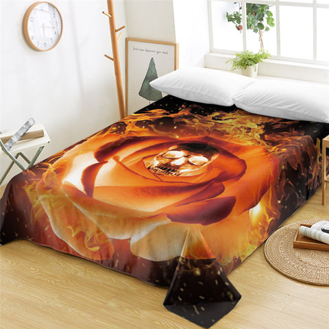 Image of Golden Skull On Rose Flat Sheet - Beddingify