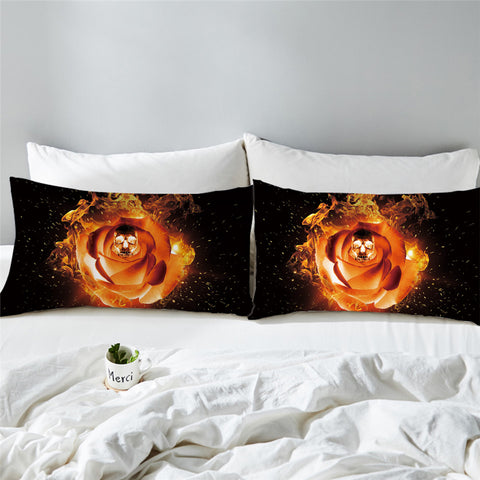 Image of Golden Skull On Rose Pillowcase