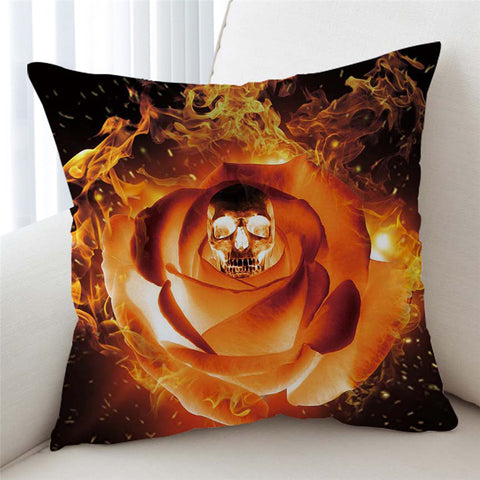 Image of Flaming Skull&Rose Cushion Cover - Beddingify