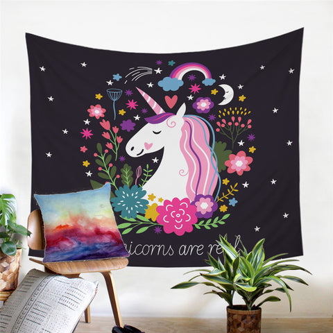 Image of Unicorn Are Real Tapestry - Beddingify