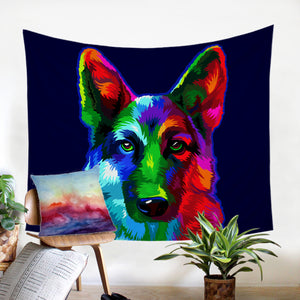 Multicolored Wolf SW0044 Tapestry