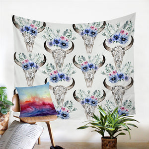 Flowery Trophy Head Tapestry - Beddingify